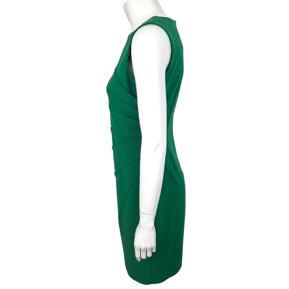 Calvin Klein Career Sheath Dress Womens 6 Green Sleeveless Knee Length Pleated - Picture 3 of 9
